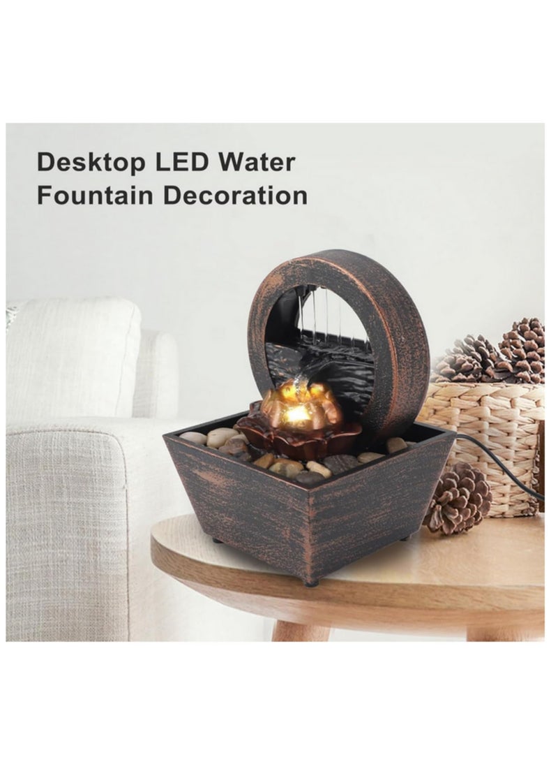 قطعة واحدة نافورة مائية للطاولة مع أضواء LED، زينة نافورة مكتبية، نافورة شلال صغيرة للتأمل، نافورة مياه لغرفة المعيشة والمكتب والمنزل - Image 5
