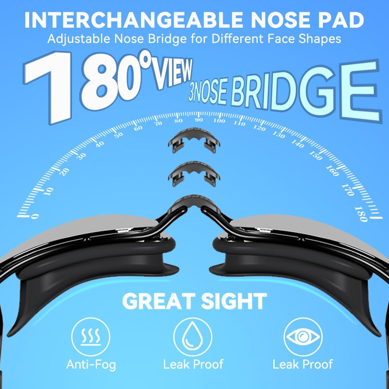 COPOZZ S3 Swim Goggles for Adult, Swimming Goggles Clear Vision Anti Fog UV400 Protection No Leaking for Men Women Youth - Image 2