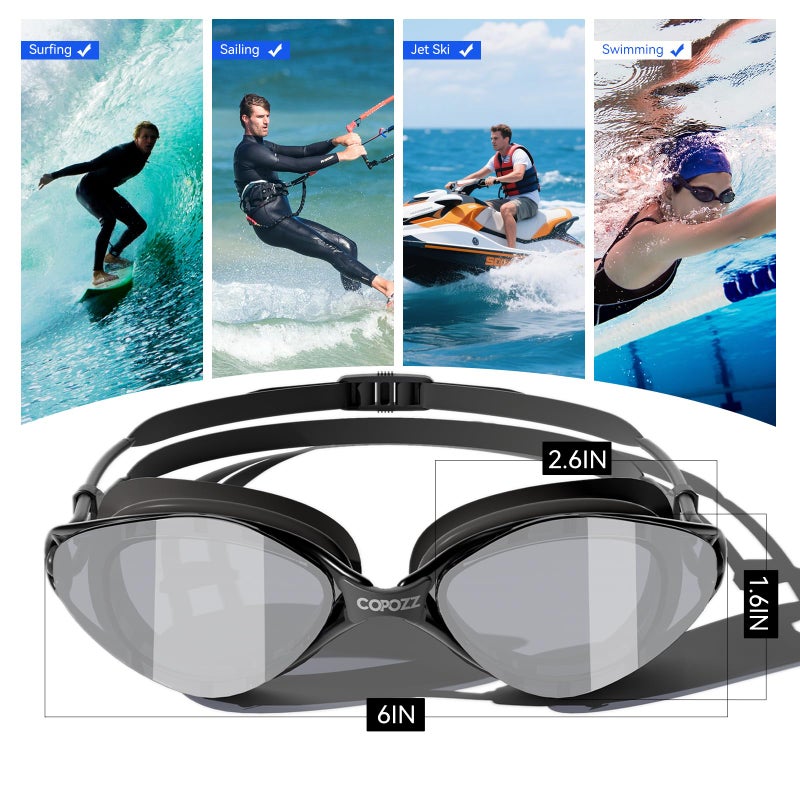 COPOZZ S3 Swim Goggles for Adult, Swimming Goggles Clear Vision Anti Fog UV400 Protection No Leaking for Men Women Youth - Image 4