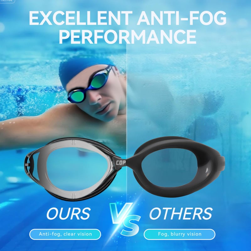 COPOZZ S3 Swim Goggles for Adult, Swimming Goggles Clear Vision Anti Fog UV400 Protection No Leaking for Men Women Youth - Image 3