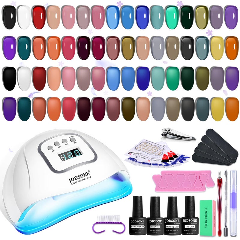 JODSONE 32 Colors Jelly Gel Nail Polish Kit with U V Light Crystal Transparent Classic Color 4 Functional Gel for All Seasons - Image 1