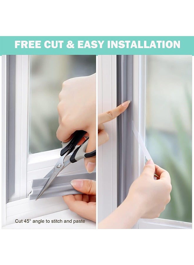 Draft Stopper Sweep, Door Weatherproofing Stripping, Window Seal Strip Self-Adhesive Soundproof Seal Strip Cuttable, Wear-Resistant, Window Weather Stripping, Length 16.40Ft