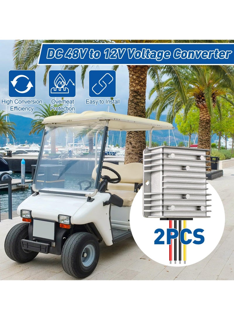 2 Pcs Golf Cart Voltage Reducer, 10A 120w DC to DC Buck Converter, 48V 36V to 12V Converter Voltage Reducer Step Down Transformer Waterproof, for Golf Cart Club Car Audio LED Strip Light - Image 2
