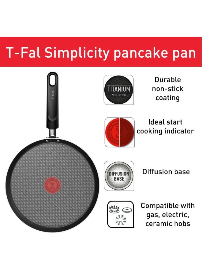 T-Fal Simplicity Pancake Pan 25 cm, Durable Non-Stick Coating, Safe-Non-Stick Coating, Heat Indicator, Diffusion Base, Easy Cleaning, Stovetop Compatibility, Made in France,  B4481082 - Image 3