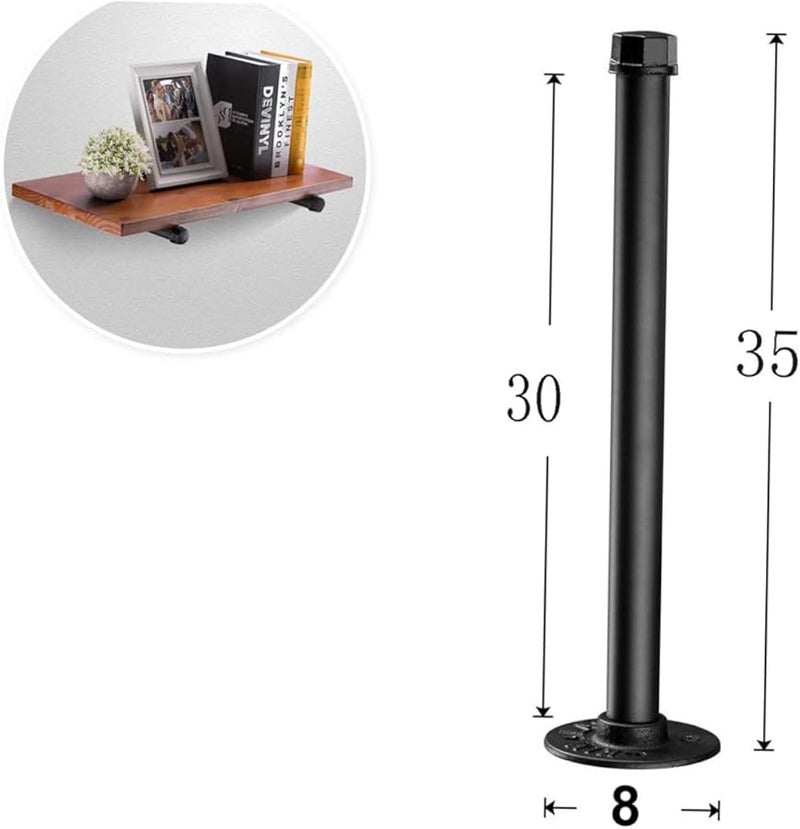 Jojofuny 2 Pack Black Iron Floating Shelf Bracket Industrial Pipe Wall Mount Holder Easy Install - Image 4