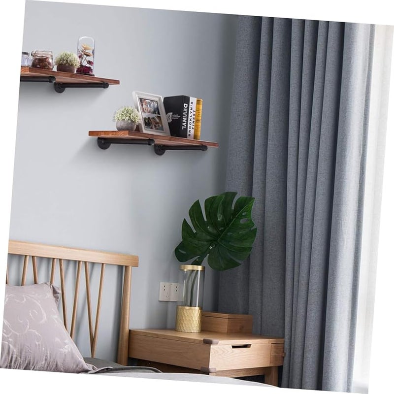 Jojofuny 2 Pack Black Iron Floating Shelf Bracket Industrial Pipe Wall Mount Holder Easy Install - Image 5