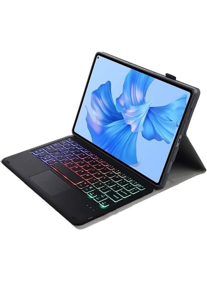 Keyboard Cover Case Compatible with Huawei MatePad 11 2023, 7 Color Backlit, Detachable Bluetooth Trackpad Keyboard with Pencil Holder Case Cover - Image 2