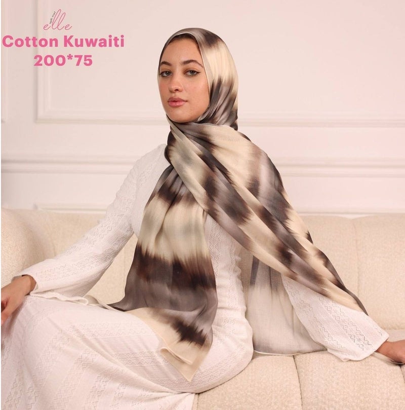 طرحة وشاح حجاب إسلامي قطن كويتي فاخر للنساء – للمناسبات والاستخدام اليومي – مقاس 200 × 75 سم
