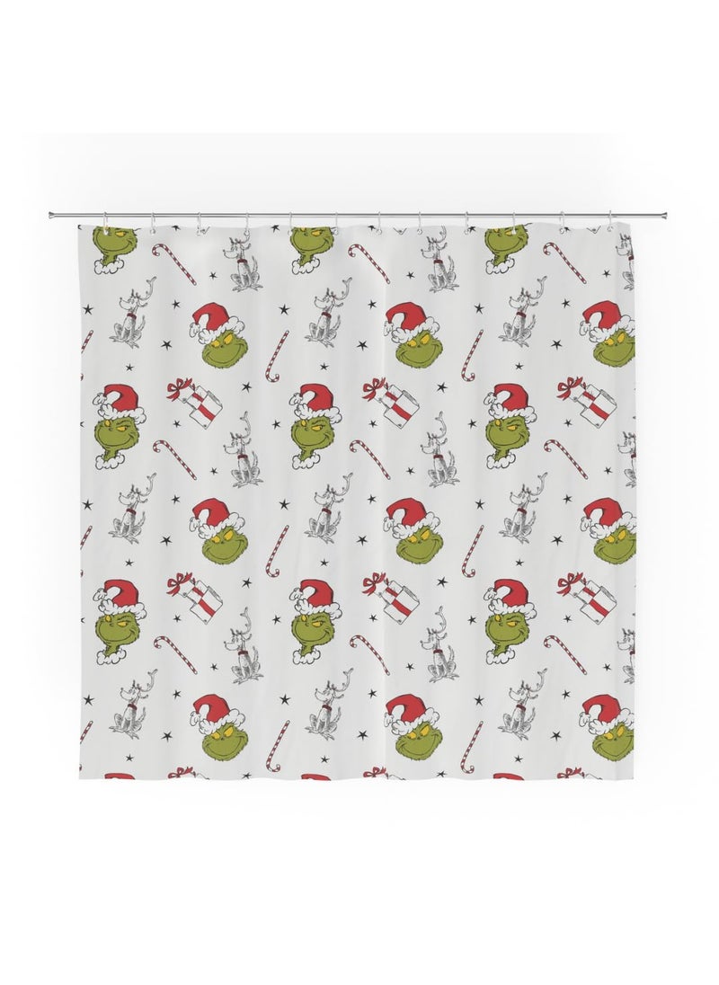 Franco Franco Grinch Holiday Christmas Bath Microfiber Shower Curtain  72x72  (Officially Licensed Product)  - Image 1