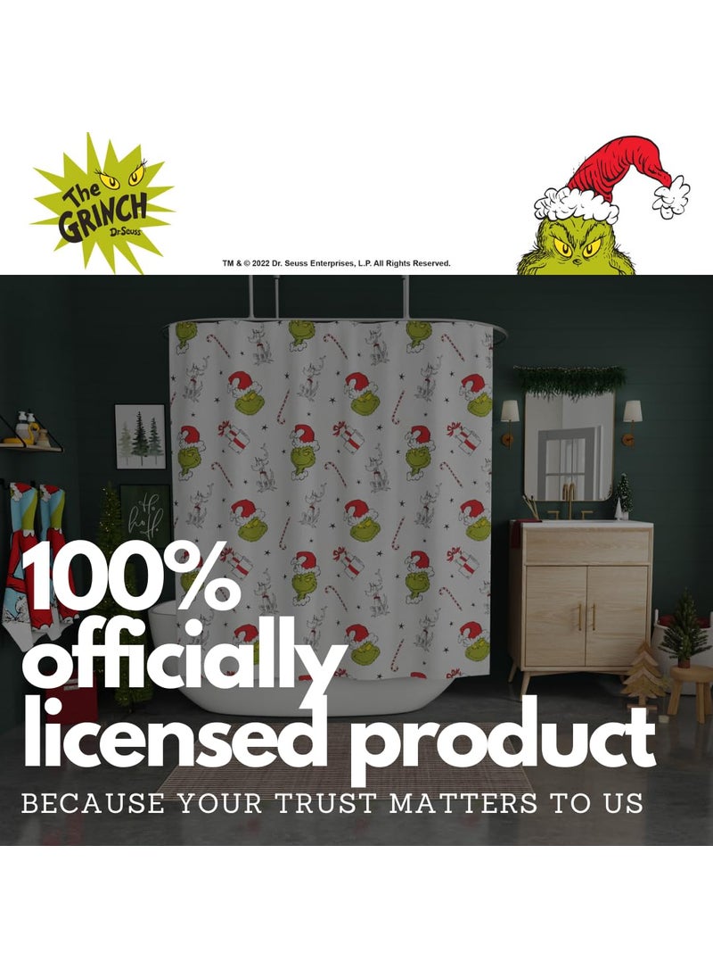 Franco Franco Grinch Holiday Christmas Bath Microfiber Shower Curtain  72x72  (Officially Licensed Product)  - Image 4
