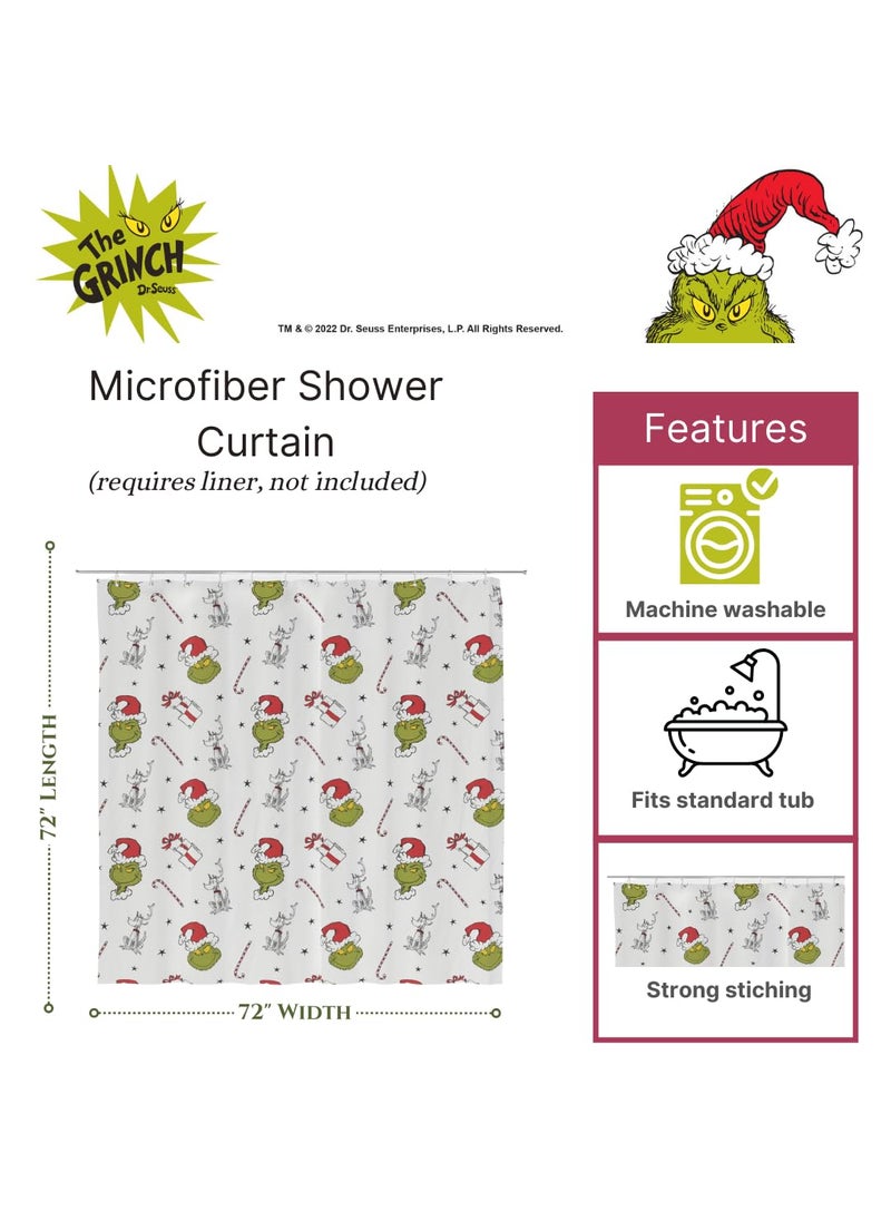 Franco Franco Grinch Holiday Christmas Bath Microfiber Shower Curtain  72x72  (Officially Licensed Product)  - Image 2