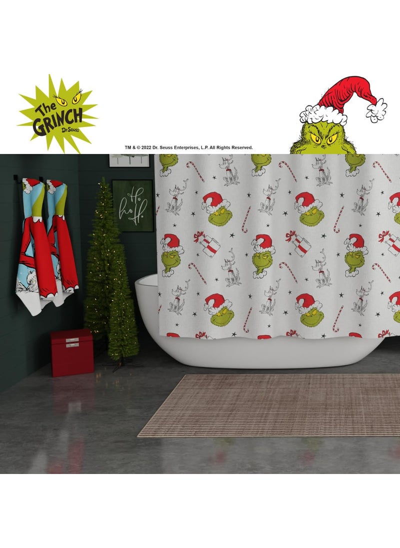 Franco Franco Grinch Holiday Christmas Bath Microfiber Shower Curtain  72x72  (Officially Licensed Product)  - Image 5