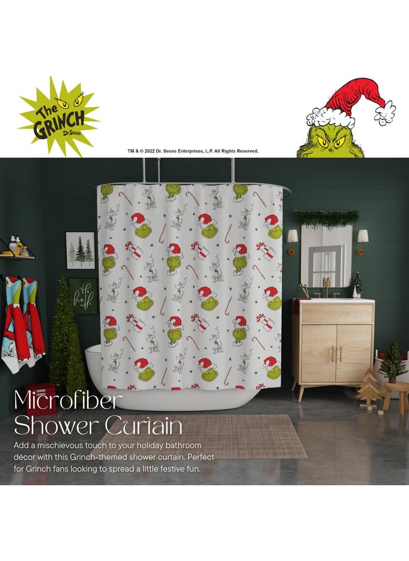Franco Franco Grinch Holiday Christmas Bath Microfiber Shower Curtain  72x72  (Officially Licensed Product)  - Image 3