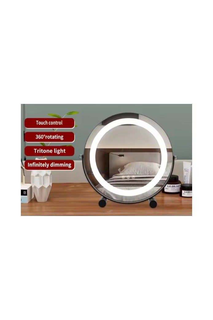 30CM LED Round Vanity Mirror with 3 Dimmable Color Changing Light Touch Sensor Black - Image 4