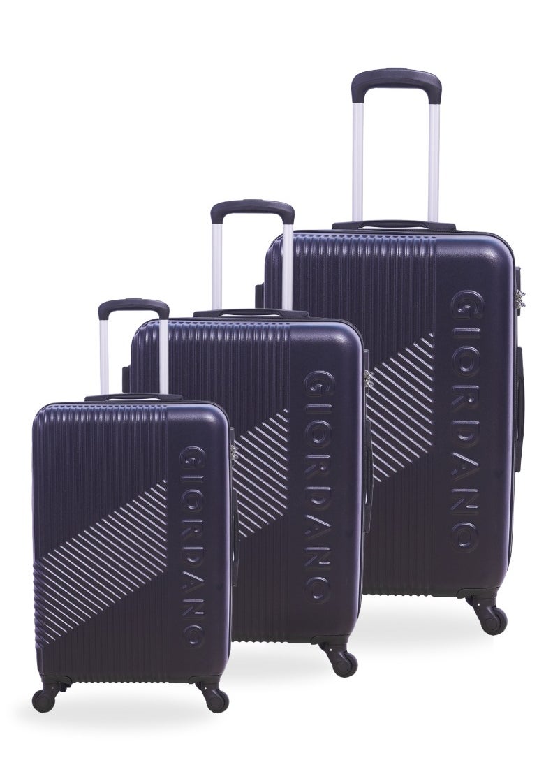GIORDANO GIORDANO Logo Series Luggage Set Navy Blue, 3 Piece ABS Hard Shell Lightweight Durable 4 Wheels Suitcase Trolley Bag With Secure 3 Digits Number Lock. (20/24/28 INCH )  - Image 1