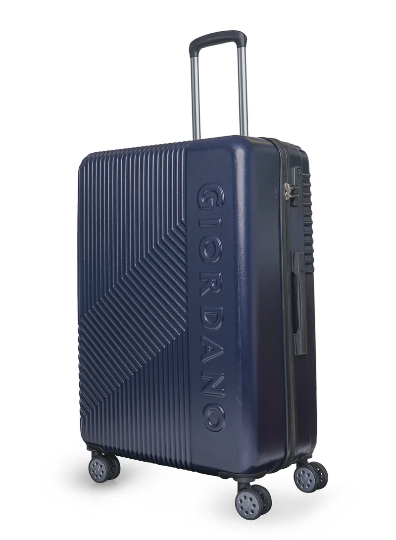 جيوردانو GIORDANO Logo Series Upgraded Luggage Set Navy Blue, 3 Piece ABS Hard Shell Lightweight Durable 4 Double Wheels Suitcase Trolley Bag With Secure 3 Digits Number Lock. (20/24/28 INCH )