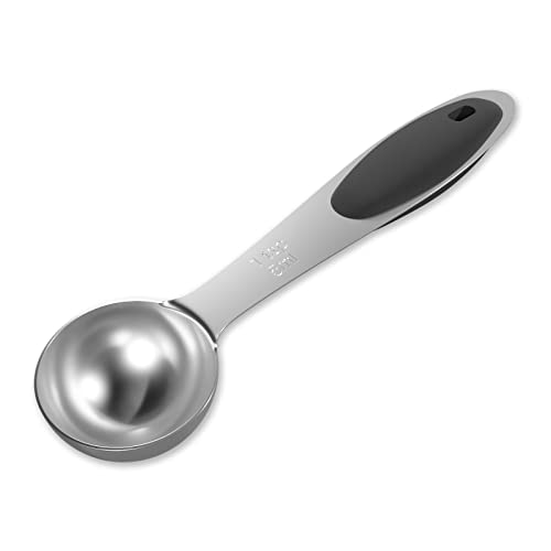 LEIFENY 1PCS 1 Tsp(1/3tbsp, 1/6oz, 5ml) Single Measuring Spoon with Black Silicone Grip, Stainless Steel Individual Measure Scoop Only - Image 1