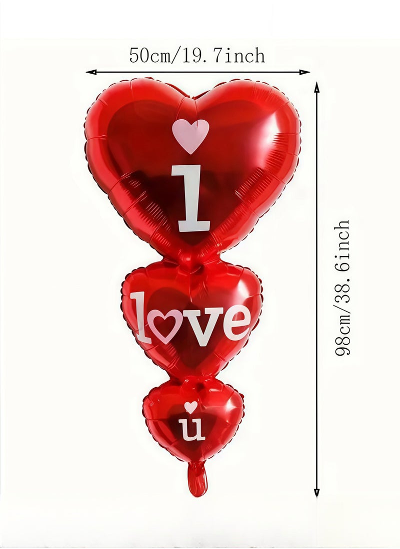 Hi Moon 1pcs Romantic Valentine's Day Love Balloons - Heart-Shaped Aluminum Film Balloons with Red String - Perfect for Wedding Proposals and Party Decorations  - Image 3