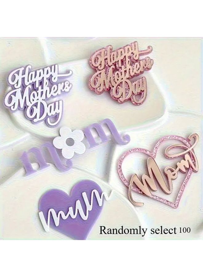 100pcs Double Layer Mother's Day Cake Decorations Colorful Cupcake Toppers - Image 1