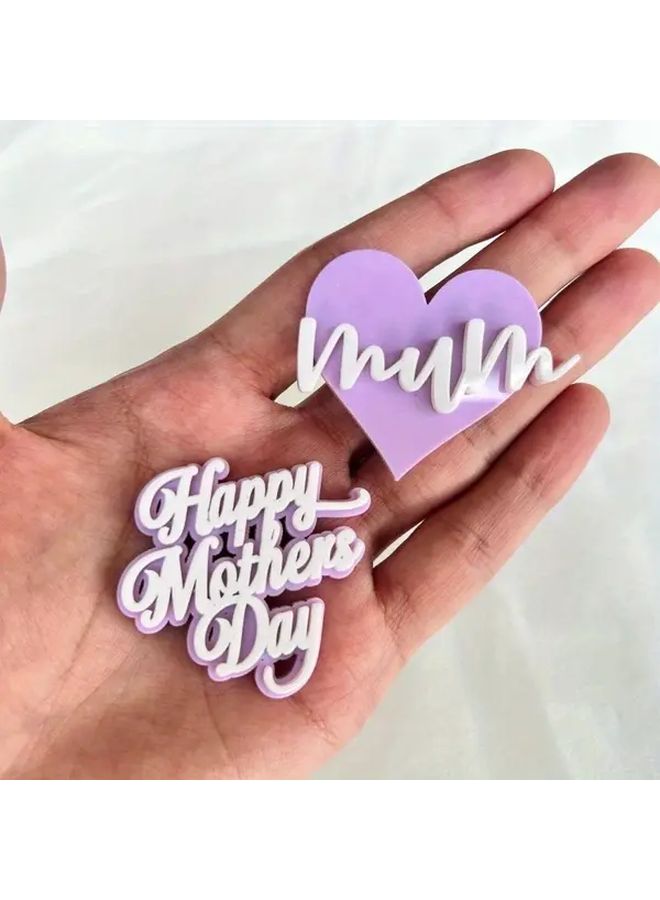 100pcs Double Layer Mother's Day Cake Decorations Colorful Cupcake Toppers - Image 3