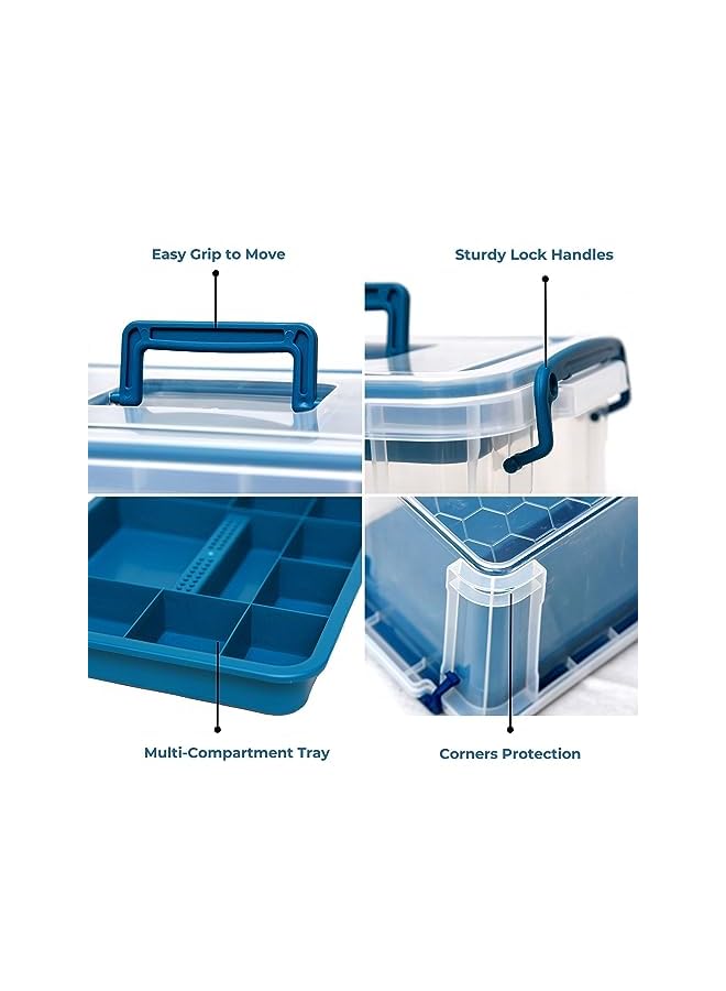 Raxoom Medicine Organizer Box for Storage, Stay Organized with Large Medicine Box 33x24x19 cm, Clear Plastic First Aid Box with 10 Compartment Tray & Child Safety Handles, 7 Day Pill Organizer Inside - Image 5