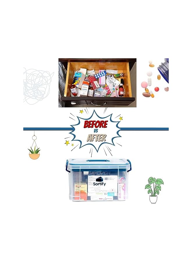 Raxoom Medicine Organizer Box for Storage, Stay Organized with Large Medicine Box 33x24x19 cm, Clear Plastic First Aid Box with 10 Compartment Tray & Child Safety Handles, 7 Day Pill Organizer Inside - Image 4