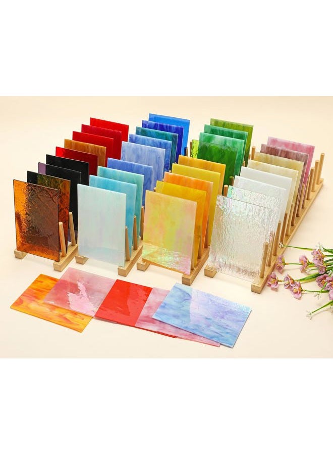 CHICSHIS 40PCS Stained Glass Sheets, 4x6 Inches Variety Vibrant Stained Glass Pack with Multi Colors and Textures, Crisp Art Glass Sheets with Iridescent, Opaque and Transparent for Mosaic Crafts - Image 1
