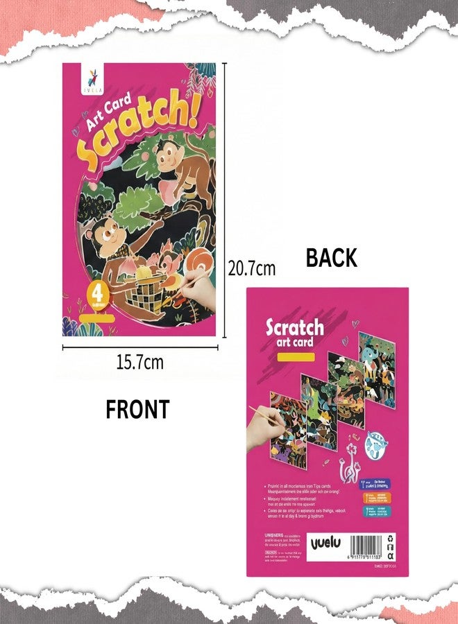 FINEMOE Magic Scratch Art Book with Wooden Stylus, Thoughtful Return Gifts for Girls & Boys Ages 3 & Above, Art & Craft Kit for Kids, Educational Activity Kit (Set of 8) - Image 3