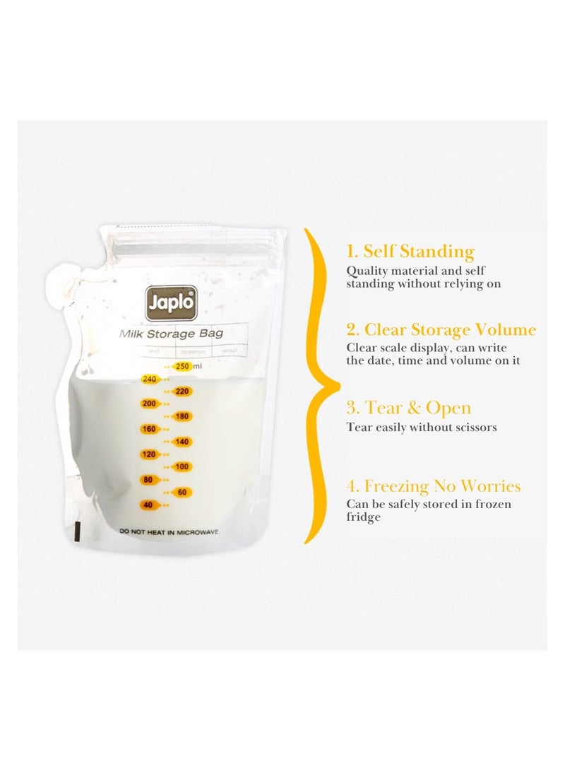 جابلو حقيبة تخزين حليب الأم معقمة مسبقًا بسحاب مزدوج من اي بامب سعة 250 مل, 8 اونصة, 24 قطع - Image 2