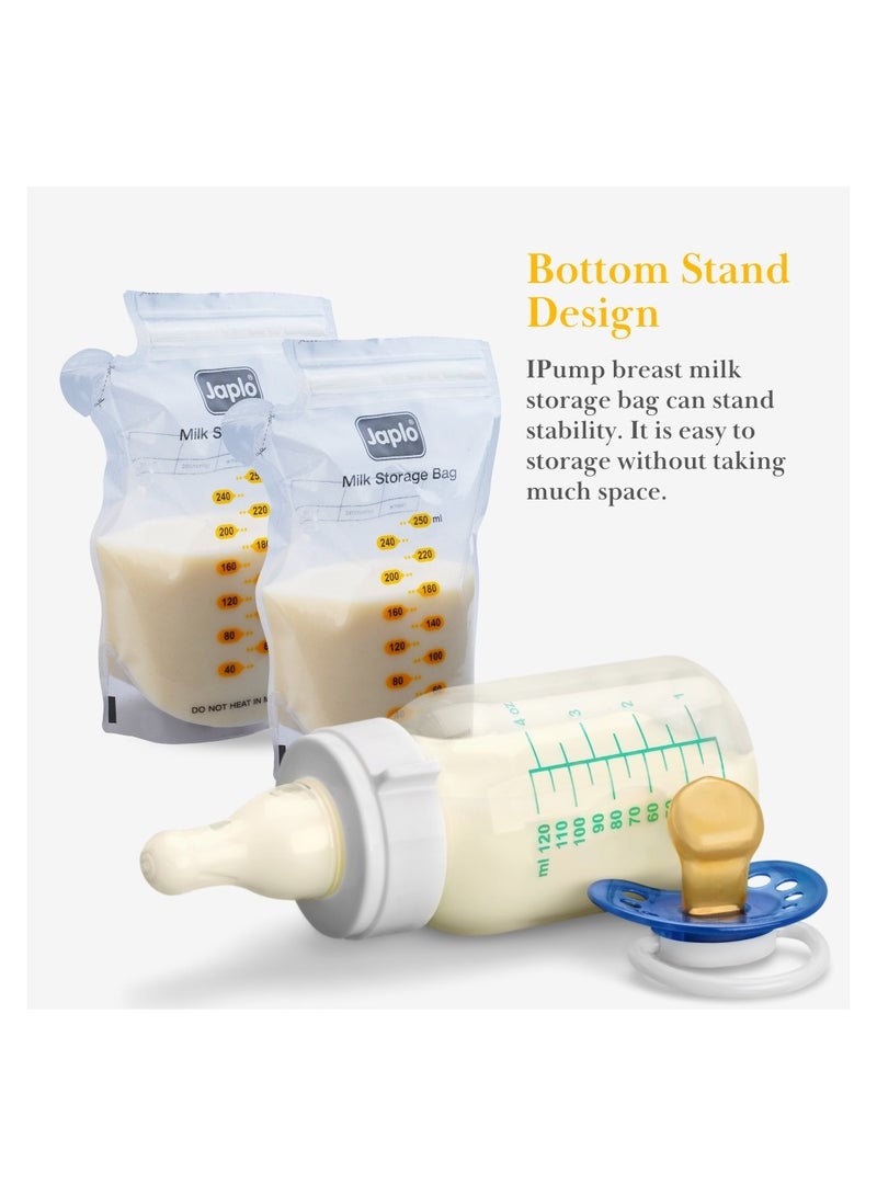 جابلو حقيبة تخزين حليب الأم معقمة مسبقًا بسحاب مزدوج من اي بامب سعة 250 مل, 8 اونصة, 24 قطع - Image 4