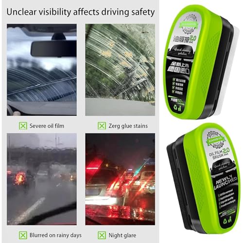 VANITYA Oil Film Cleaning Brush 2.0 Upgrade | Automotive Windshield Cleaner Tool | Car Glass Oil Film Remover, Anti-Glare Windshield Cleaning Brush with Sponge Head for Clear & Streak-Free Driving - Image 2
