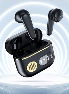 TWS Bluetooth Wireless Headset with Digital Display Semi-In-Ear,Noise Cancelling Waterproof,Beautiful and Fashionable,Sports Business,Work,Driving,Black