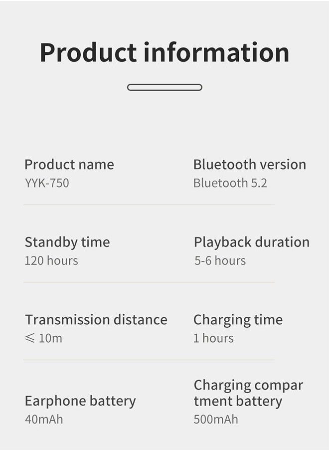 Generic - TWS Bluetooth Wireless Headset with Digital Display Semi-In-Ear,Noise Cancelling Waterproof,Beautiful and Fashionable,Sports Business,Work,Driving,Black - Image 1