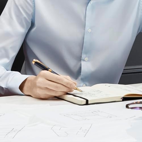 Waterman Carène Black Sea Fountain Pen | High-Gloss Black & 23k Gold Clip | Fine Nib with Blue Ink Cartridge | Gift Box - Image 2