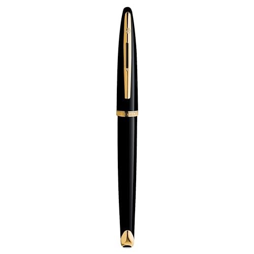 Waterman Carène Black Sea Fountain Pen | High-Gloss Black & 23k Gold Clip | Fine Nib with Blue Ink Cartridge | Gift Box - Image 5
