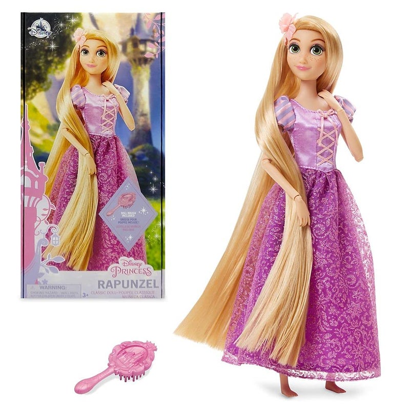 Disney Store Girl's Disney Princess Classic Doll (Rapunzel from Tangled), 11 Inches, Includes Brush with Molded Details, Fully Posable Toy in Classic Outfit - Disney Princess Toys - Image 1