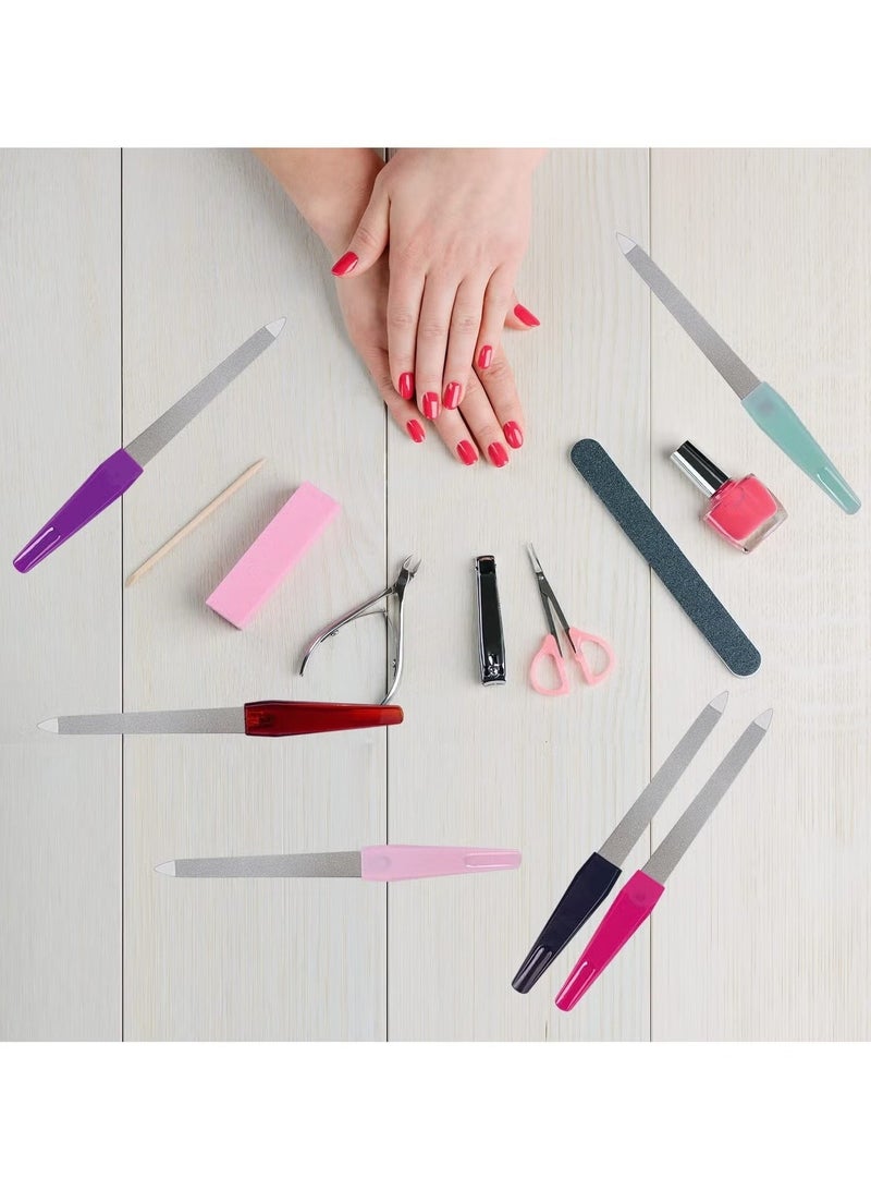 6 Pcs Metal Nail File, Nail Files for Natural Nails Made of Stainless Steel, Sword Fingernail Files with Sharp Pointed Tip Non Slip Handle, Diamond Finger Nail Filers for Women Sapphire Grit (Multicolour) - Image 5