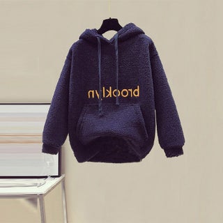 Autumn and Winter Fashion suit Female Students Korean Loose fleece-lined Thickened Imitation Lamb Wool Sweatshirt Cropped Wool Casual Pants Navy blue top - pzsku/Z15D5762B9E2C77BA903CZ/45/1750431943/0cf1c78a-9776-43eb-8698-f76a2000d80c