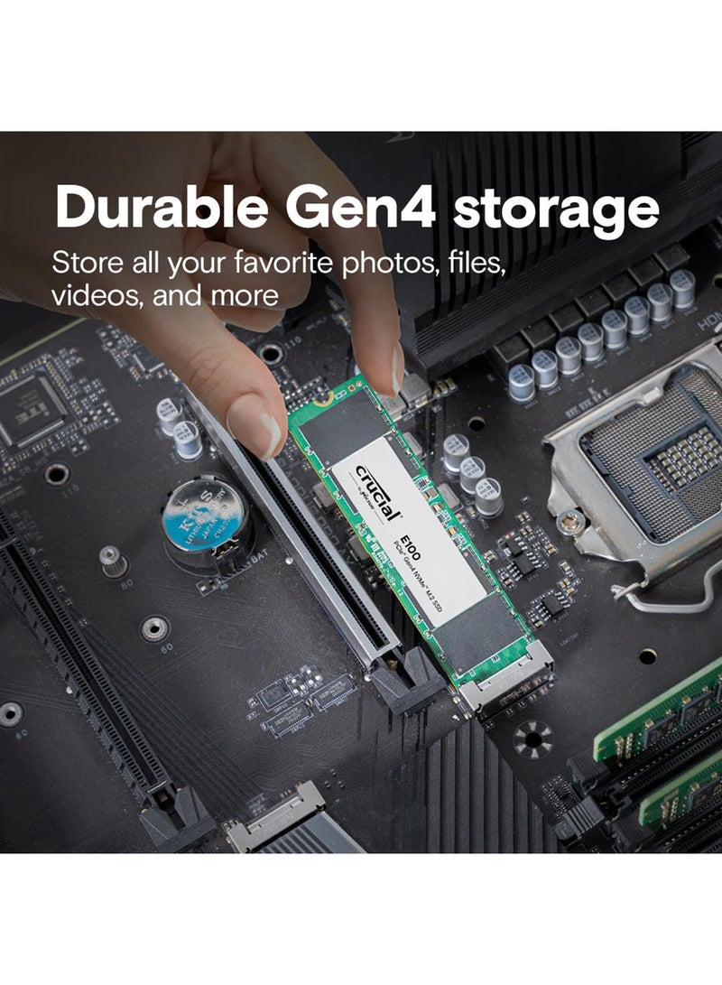 crucial E100 1TB M.2 NVMe PCIe Gen4 Internal SSD, Up to 5,000MB/s, Laptop & Desktop Compatible - CT1000E100SSD8C 1 TB - Image 4