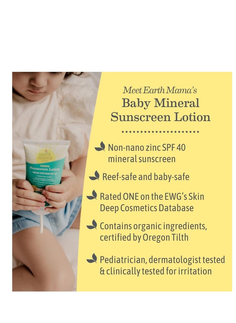 Earth Mama Earth Mama Baby Mineral Sunscreen Lotion SPF 40 | Reef Safe, Non-Nano Zinc, Natural Water Resistant Sun Cream for Babies, Kids & Adults, 3-Ounce  - Image 3