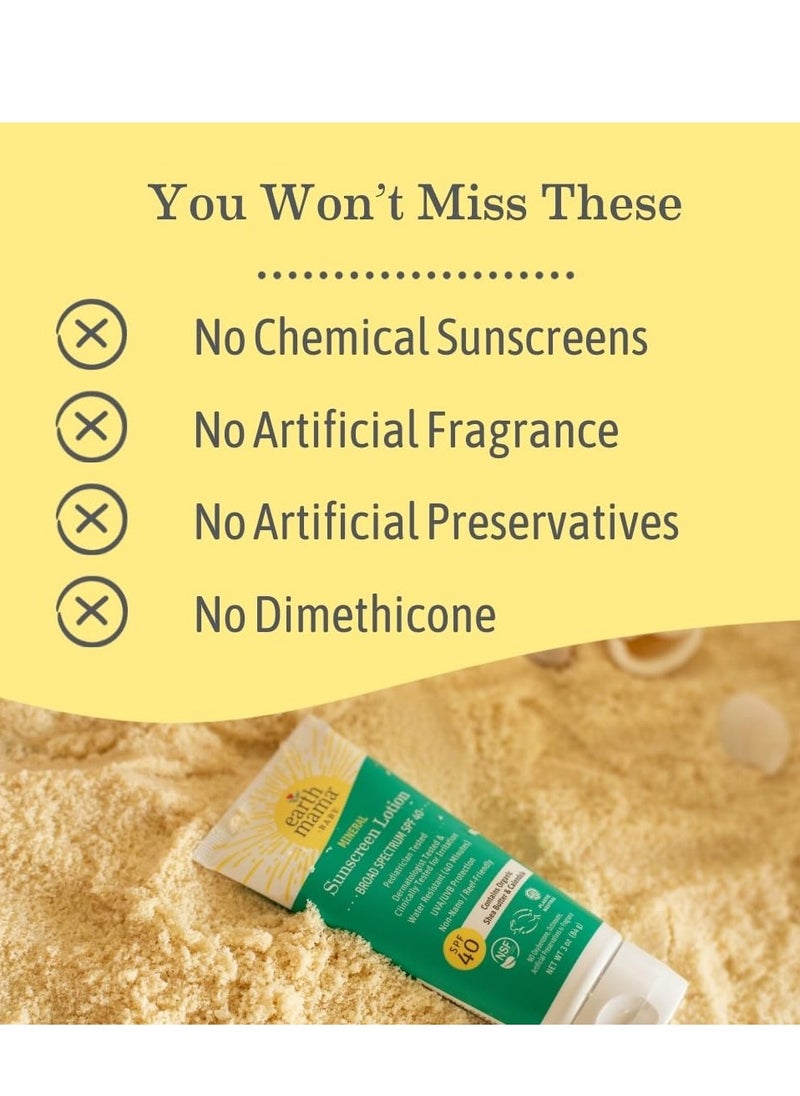 Earth Mama Earth Mama Baby Mineral Sunscreen Lotion SPF 40 | Reef Safe, Non-Nano Zinc, Natural Water Resistant Sun Cream for Babies, Kids & Adults, 3-Ounce  - Image 4