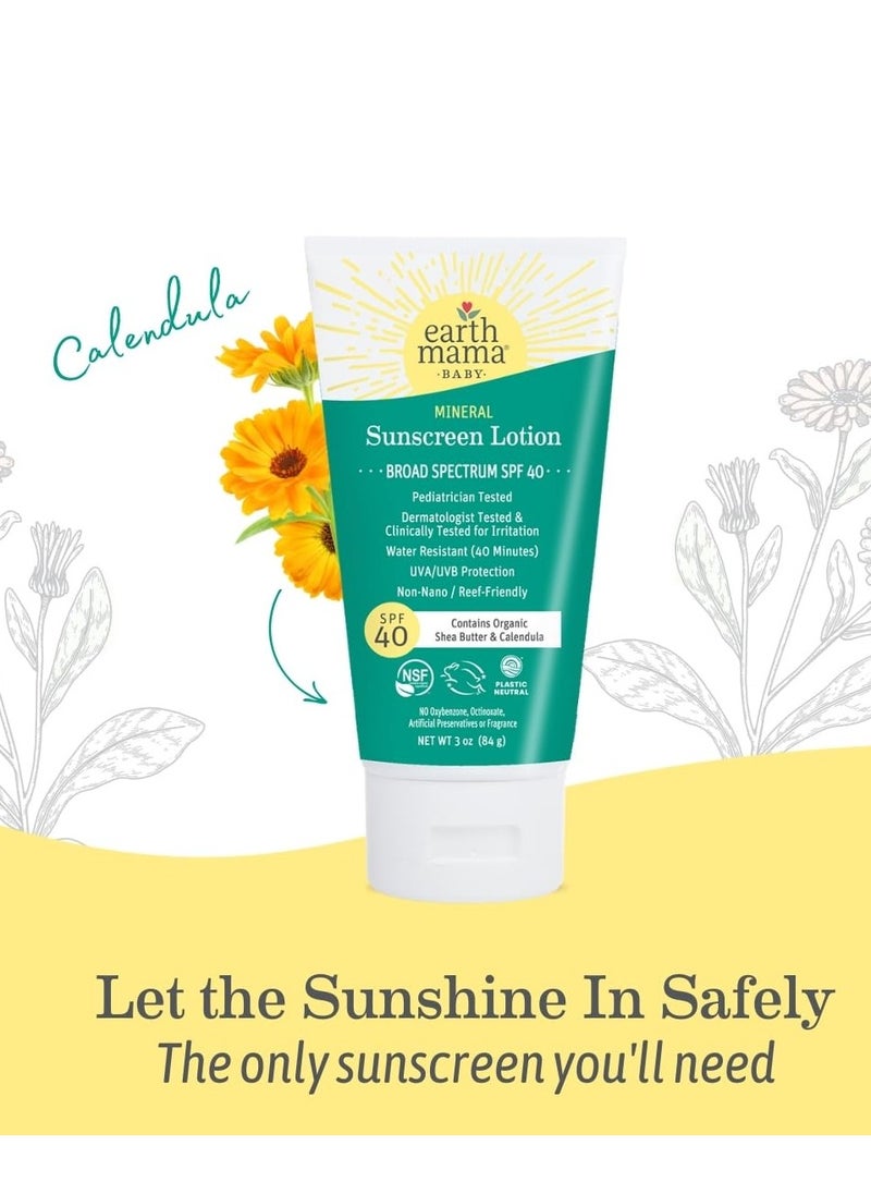 Earth Mama Earth Mama Baby Mineral Sunscreen Lotion SPF 40 | Reef Safe, Non-Nano Zinc, Natural Water Resistant Sun Cream for Babies, Kids & Adults, 3-Ounce  - Image 2