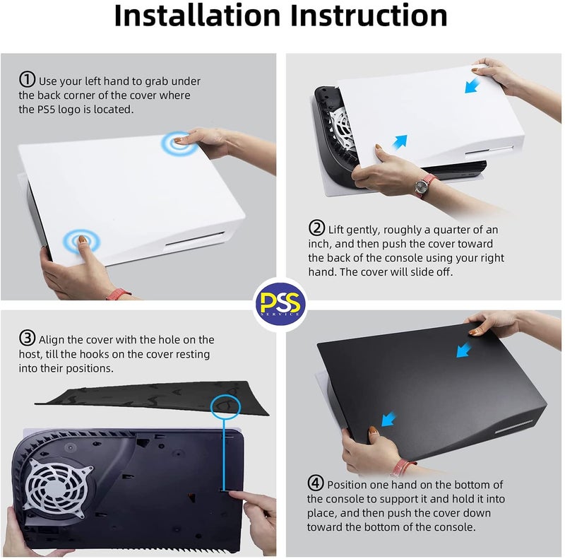 PSS PS5 Faceplate, Side Plate for PS5, Shell Cover for PS5, Anti-Scratch Dustproof Protective Shell Cover Hard Shockproof PS5 Plates Disk Edition - Black - Image 4