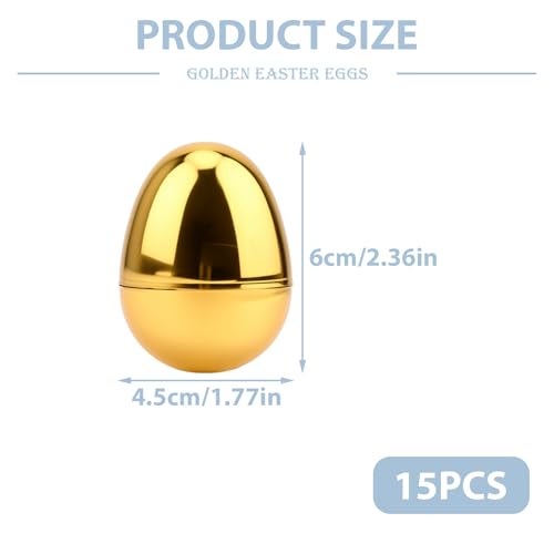SISABAMA 15 Pcs Fillable Golden Eggs Easter Plastic Empty Large DIY Crafts Hunt Games Party Favor Stuff - Image 5