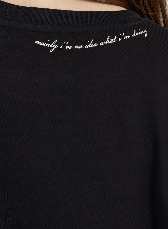 Styli Slogan Print Round Neck Boxy T-Shirt  - Image 5