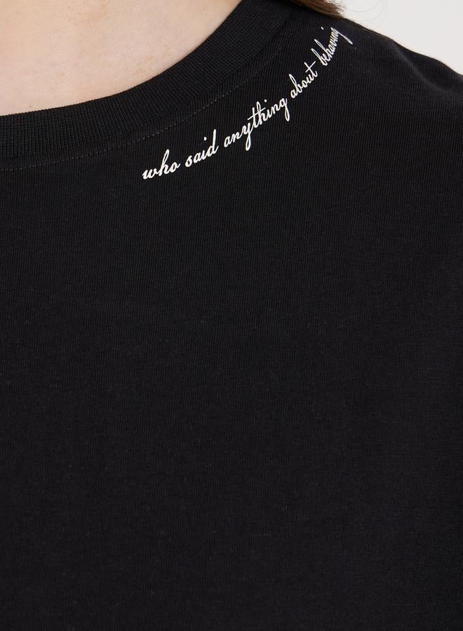 Styli Slogan Print Round Neck Boxy T-Shirt  - Image 4