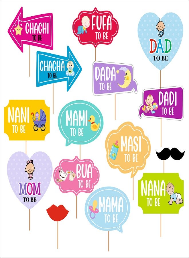 Party Baazaar Baby Shower Sticks Props for Photoshoot | Mom Dad to be Cute Props | Mom Dad to be Cute Ribbon Combo Pack (Cute Props for Baby Shower) - Image 1