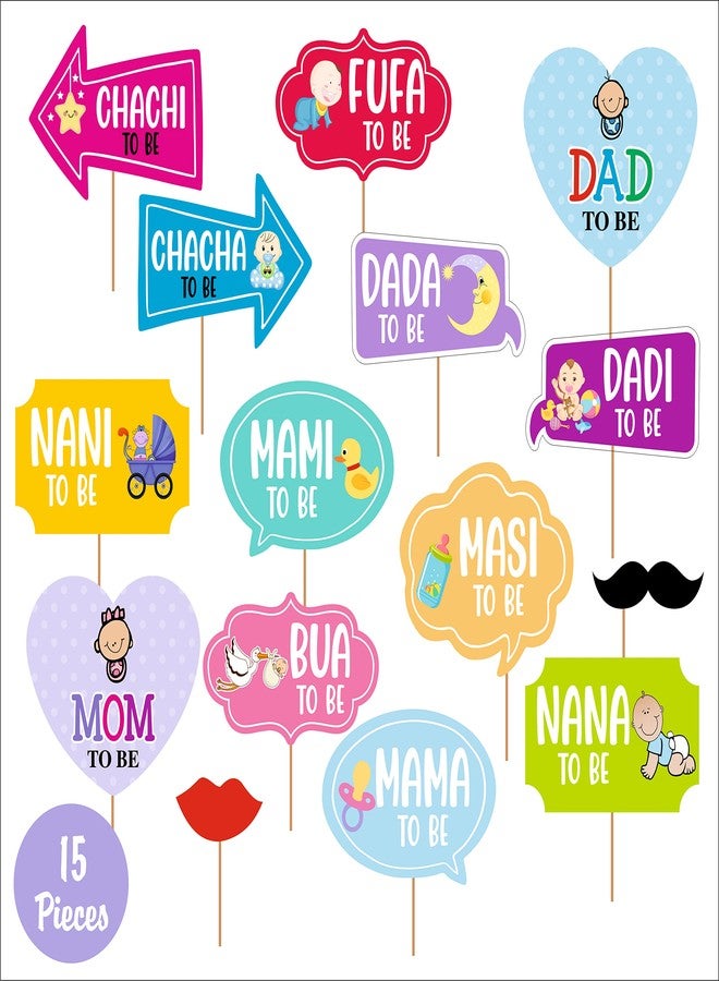 Party Baazaar Baby Shower Sticks Props for Photoshoot | Mom Dad to be Cute Props | Mom Dad to be Cute Ribbon Combo Pack (Cute Props for Baby Shower) - Image 2