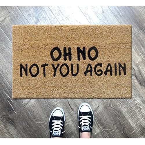 ATMAH Printed Coir Doormat 40x60 cm | “Oh Not You Again” Design | Anti Slip PVC Backing | Indoor & Covered Outdoor Entrance Mat, Black - Image 4