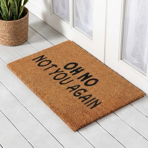 ATMAH Printed Coir Doormat 40x60 cm | “Oh Not You Again” Design | Anti Slip PVC Backing | Indoor & Covered Outdoor Entrance Mat, Black - Image 1